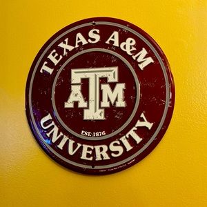 Texas A & M 12" Embossed Metal Nostalgia Circle Sign